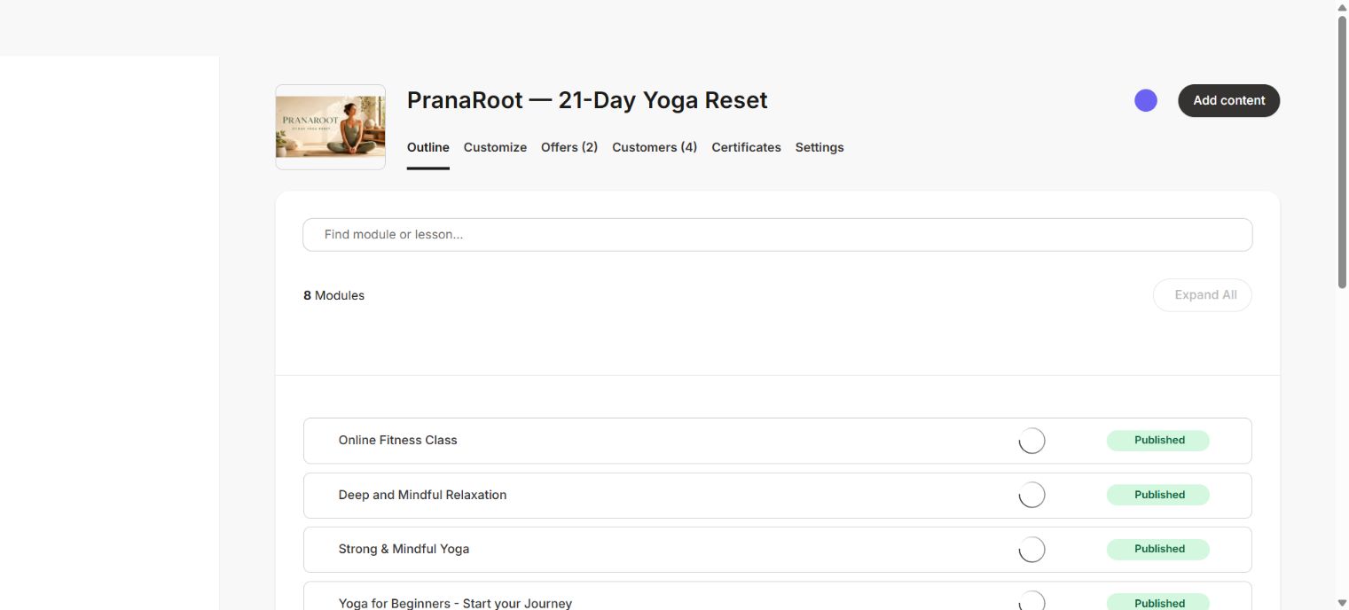 Confirm the correct Course and its content outline before changing the template.